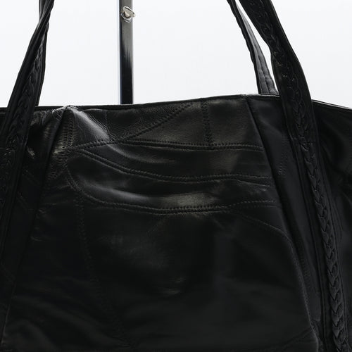 Jing Pin Womens Black Leather Shoulder Bag Size Large