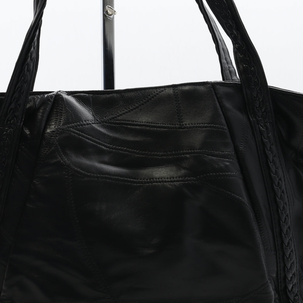 Jing Pin Womens Black Leather Shoulder Bag Size Large