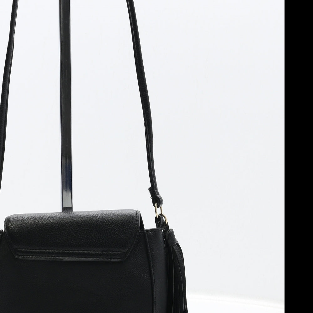 H&M Womens Black Geometric Polyester Shoulder Bag Size Small