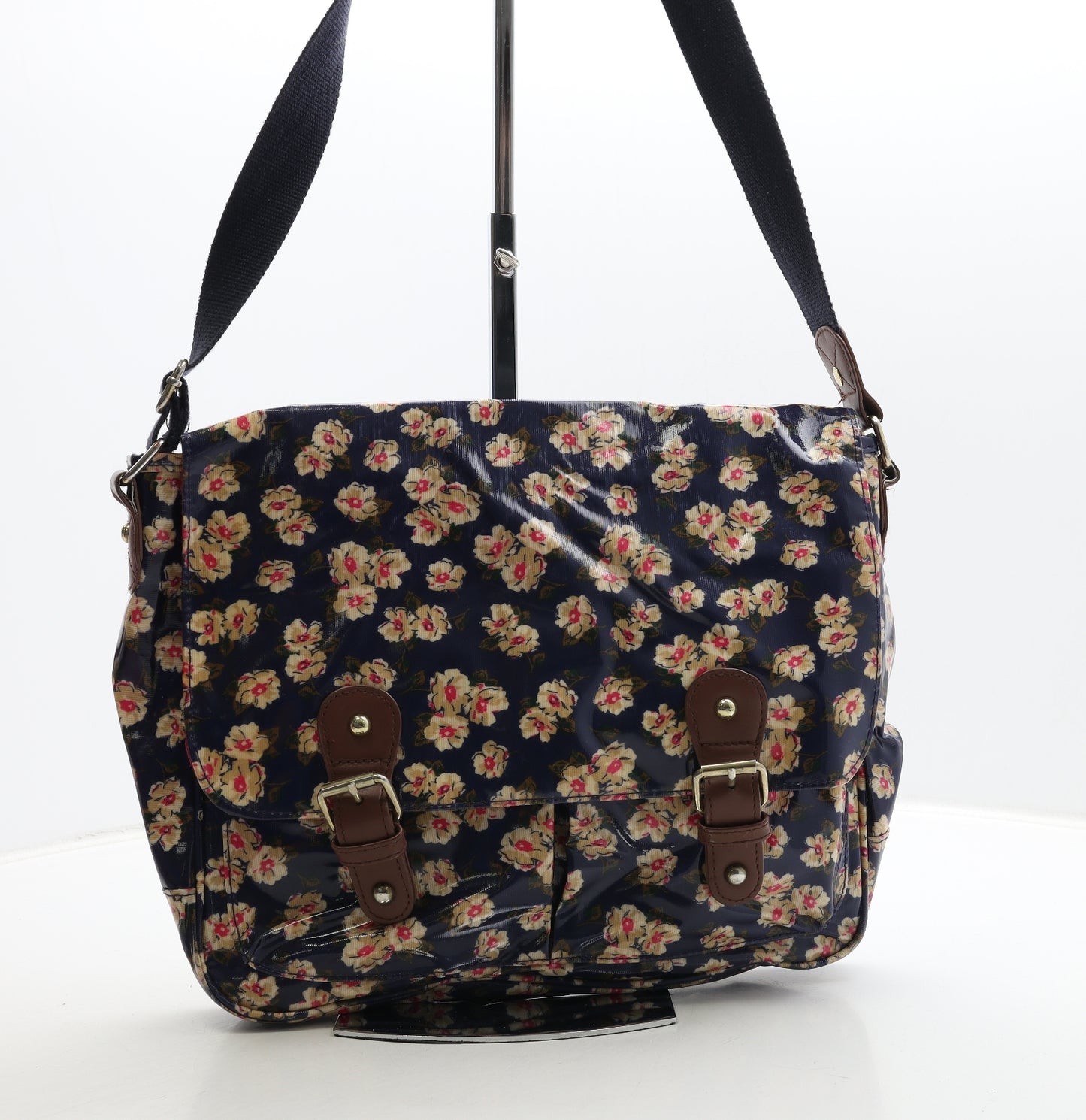 Accessorize Womens Blue Floral Polyester Satchel Size Large
