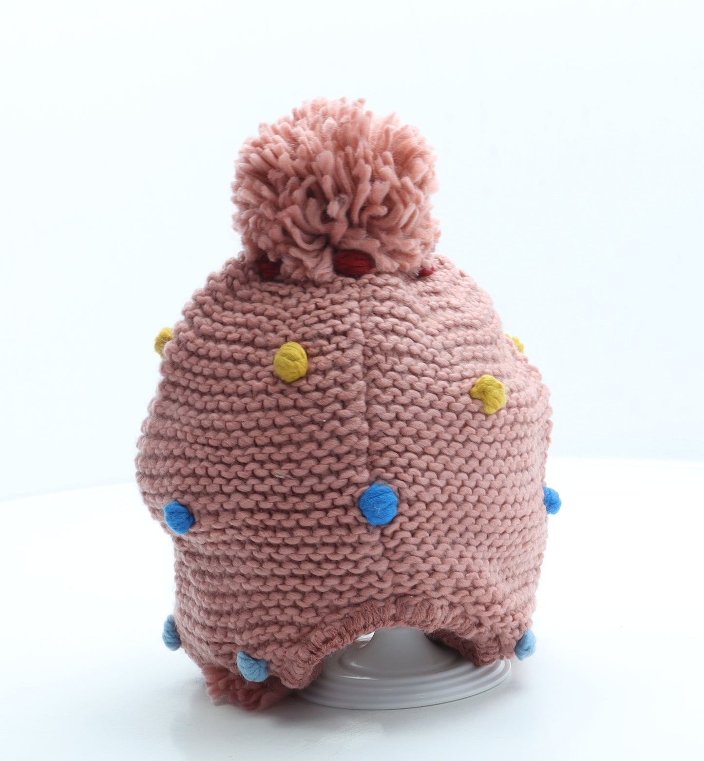 Sainsburys Girls Pink Geometric Acrylic Bobble Hat One Size