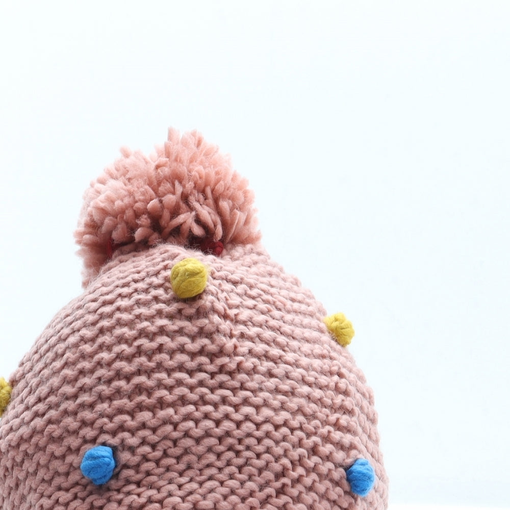 Sainsburys Girls Pink Geometric Acrylic Bobble Hat One Size