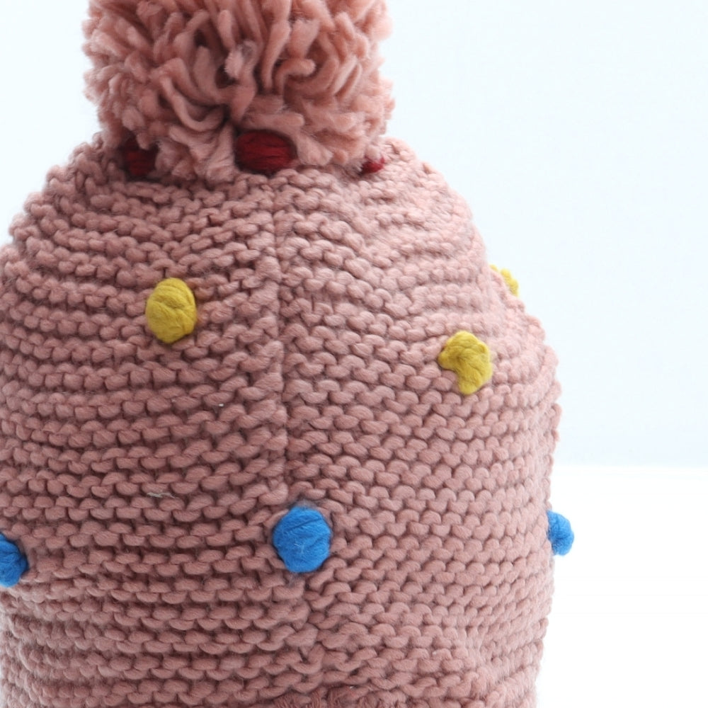 Sainsburys Girls Pink Geometric Acrylic Bobble Hat One Size