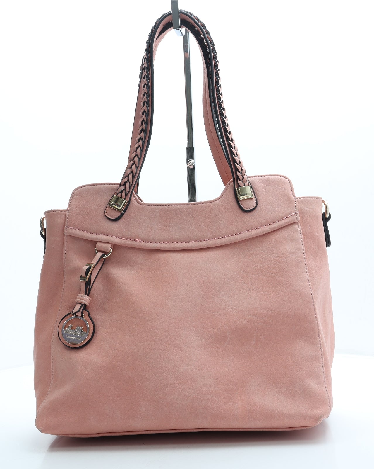 Dudlin Womens Pastel Pink Leather Hobo Bag Size Medium - Adjustable strap included