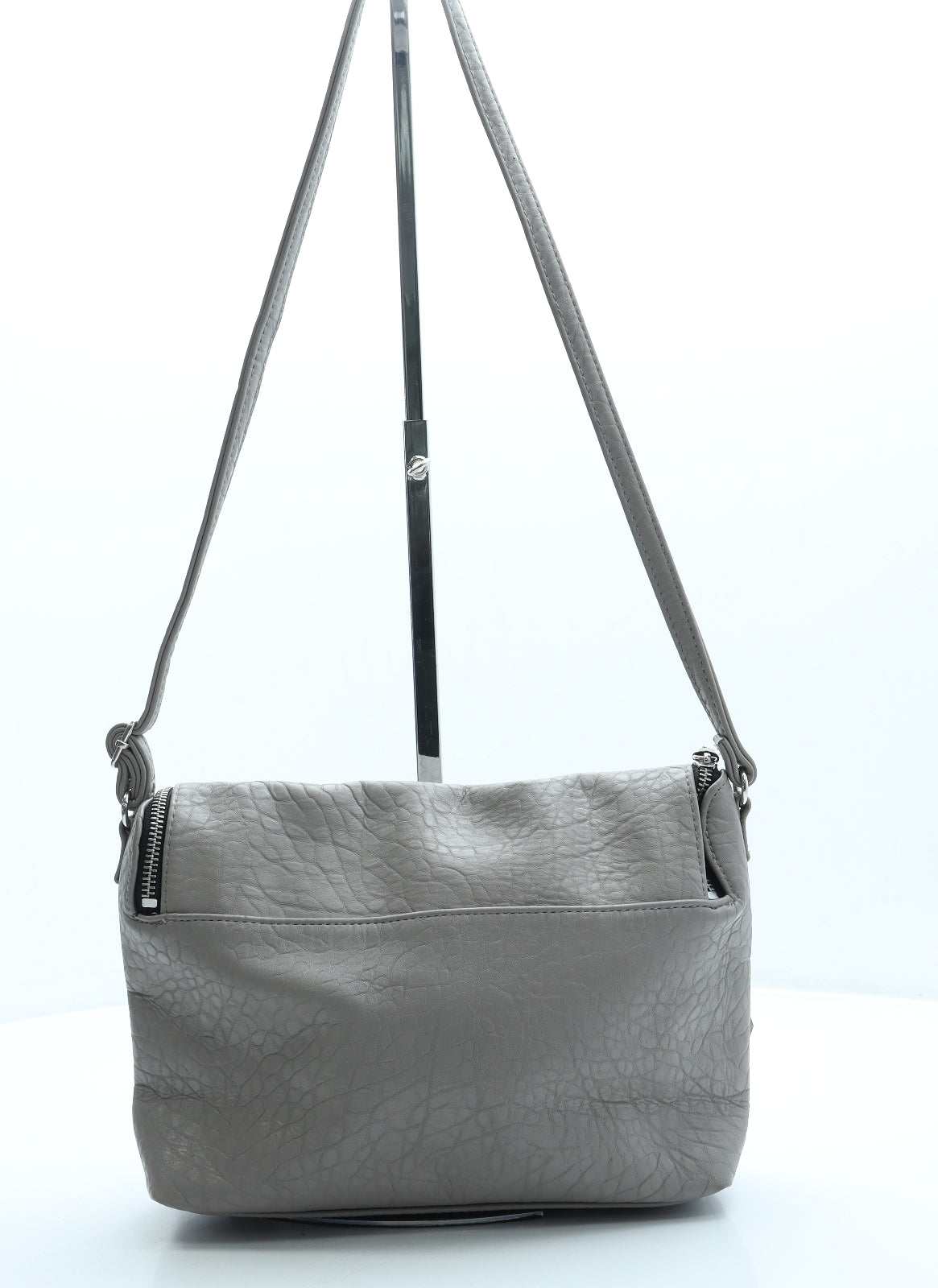 H&M Womens Grey Newsprint Leather Crossbody Size Small