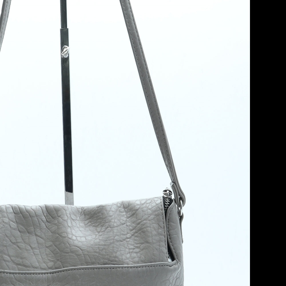 H&M Womens Grey Newsprint Leather Crossbody Size Small