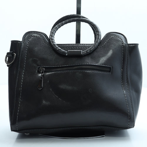 Preworn Womens Black Leather Satchel/Top Handle Bag Size Small