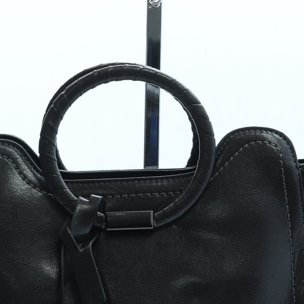 Preworn Womens Black Leather Satchel/Top Handle Bag Size Small
