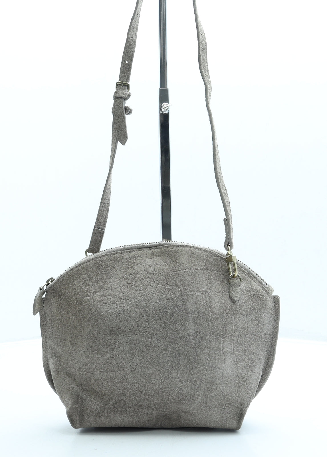 Warehouse Womens Grey Suede Crossbody Size Small