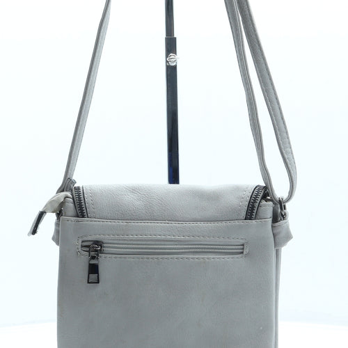 Preworn Womens Grey Leather Crossbody Size Small