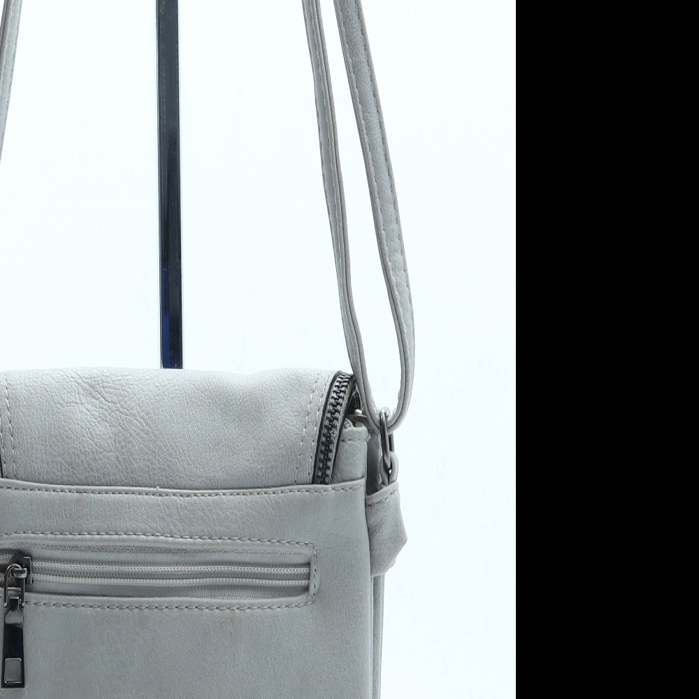 Preworn Womens Grey Leather Crossbody Size Small