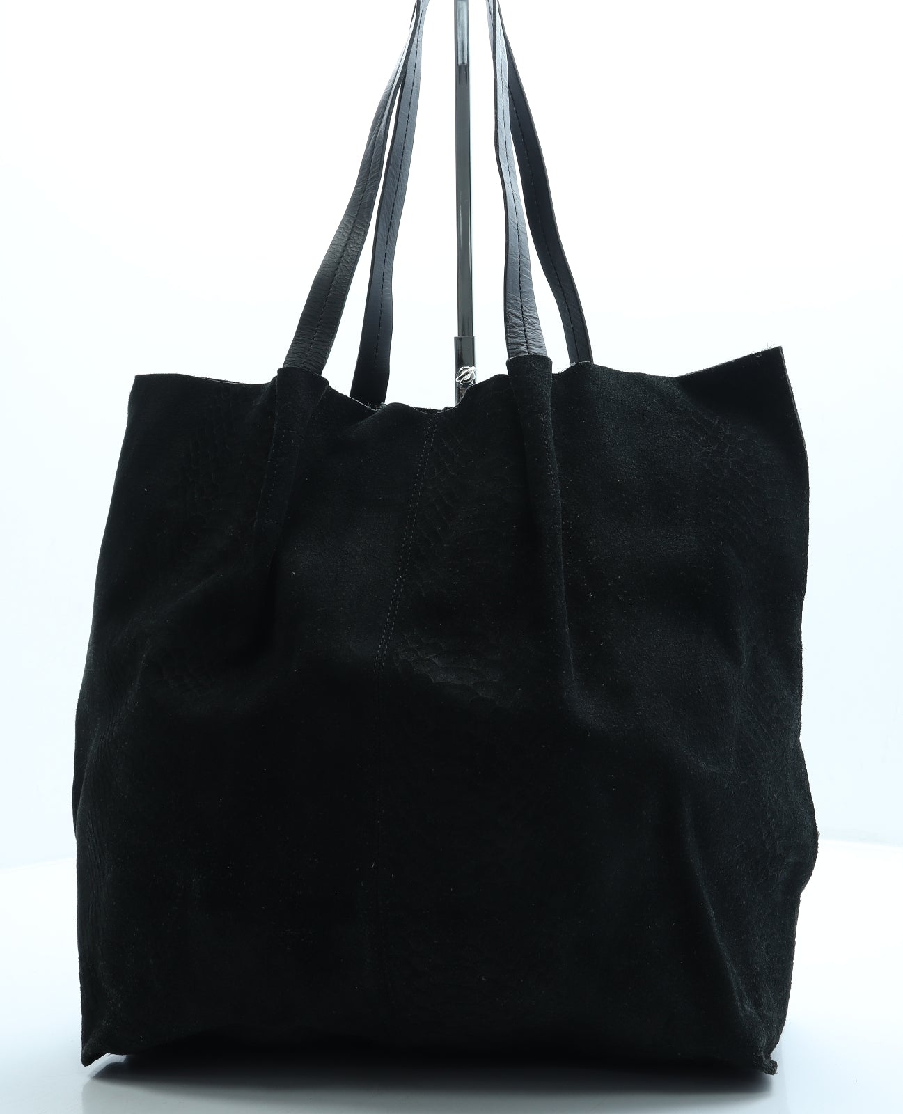 Topshop Womens Black Animal Print Suede Hobo Bag Size Large