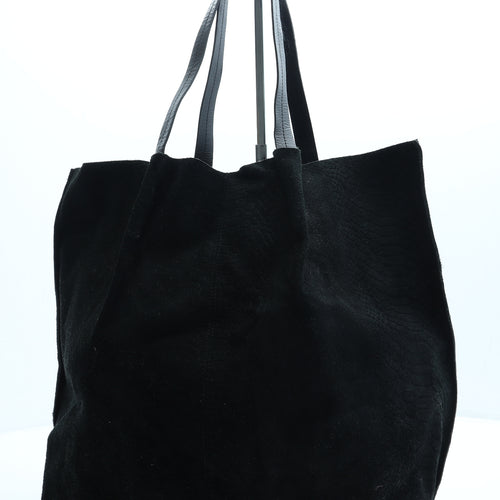 Topshop Womens Black Animal Print Suede Hobo Bag Size Large
