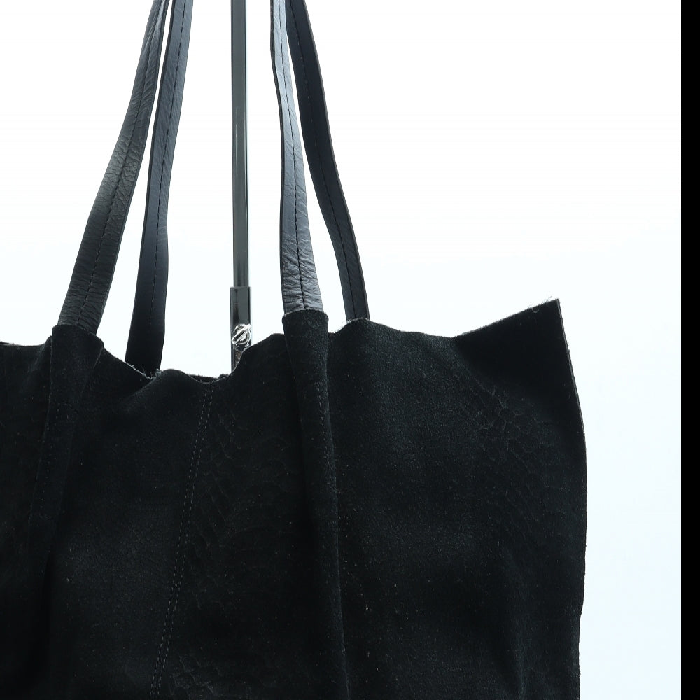 Topshop Womens Black Animal Print Suede Hobo Bag Size Large