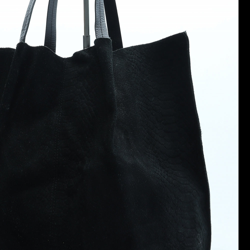 Topshop Womens Black Animal Print Suede Hobo Bag Size Large