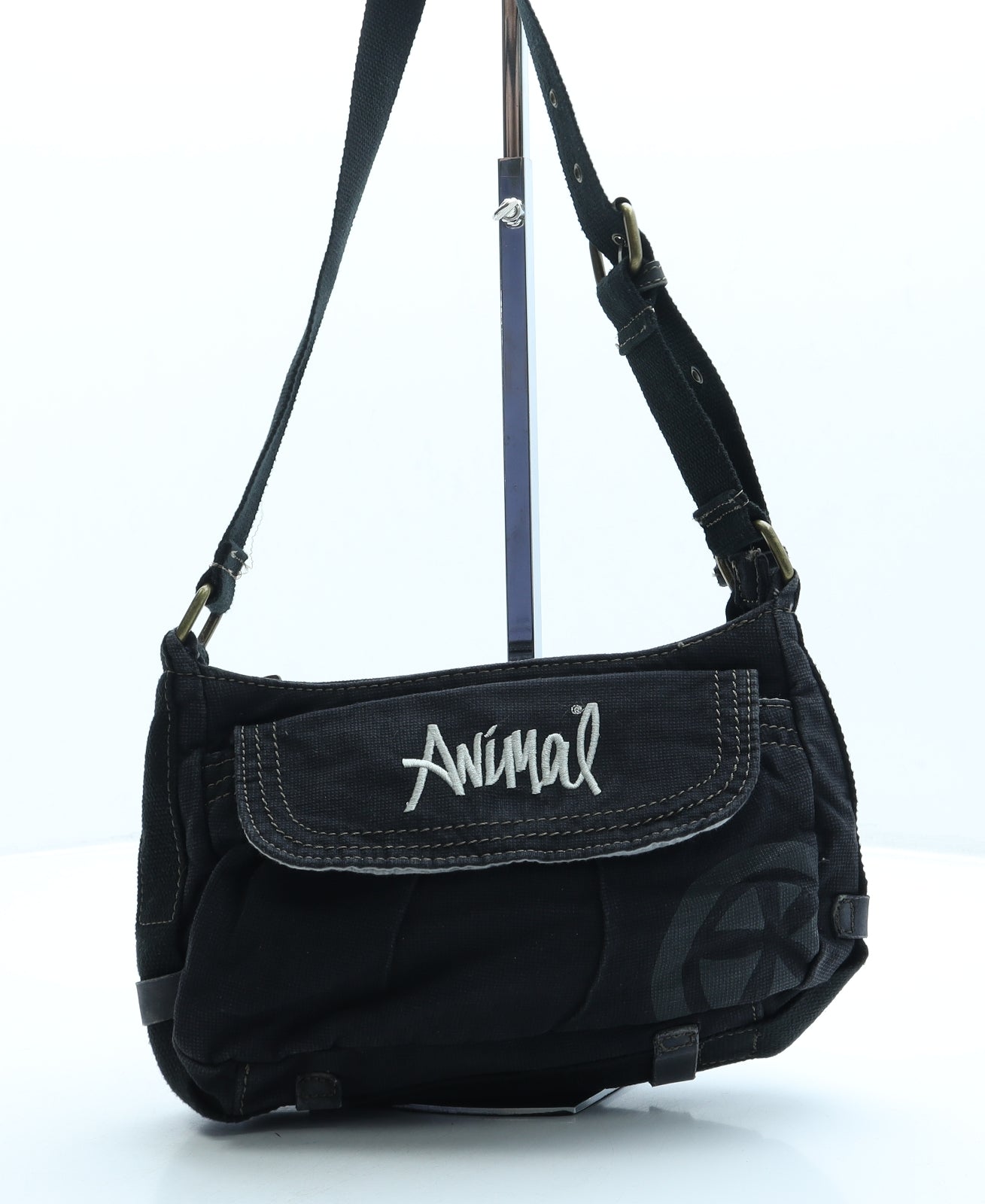 Animal Womens Black Polyester Shoulder Bag Size Small