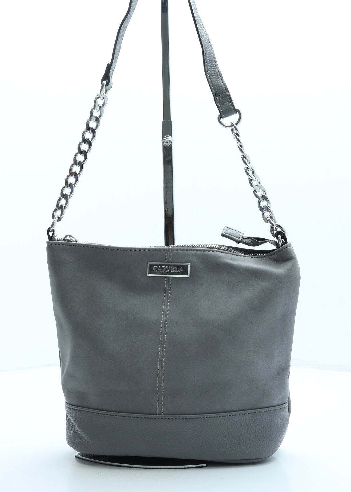Carvela Womens Grey Leather Crossbody Size Small