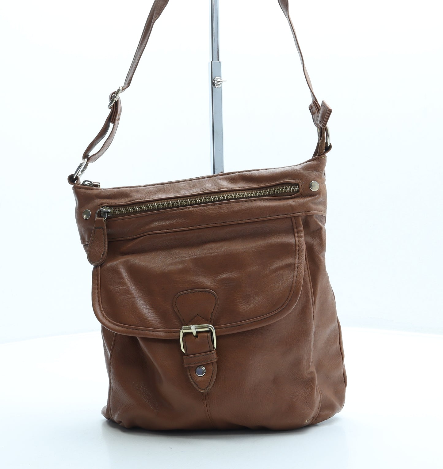 Peacocks Womens Brass Leather Crossbody Size Small