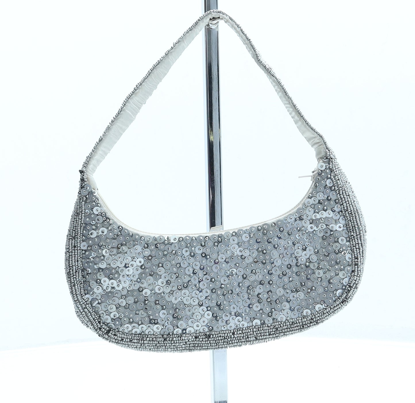 L.K. Bennett Womens Silver Polyester Shoulder Bag Size Mini