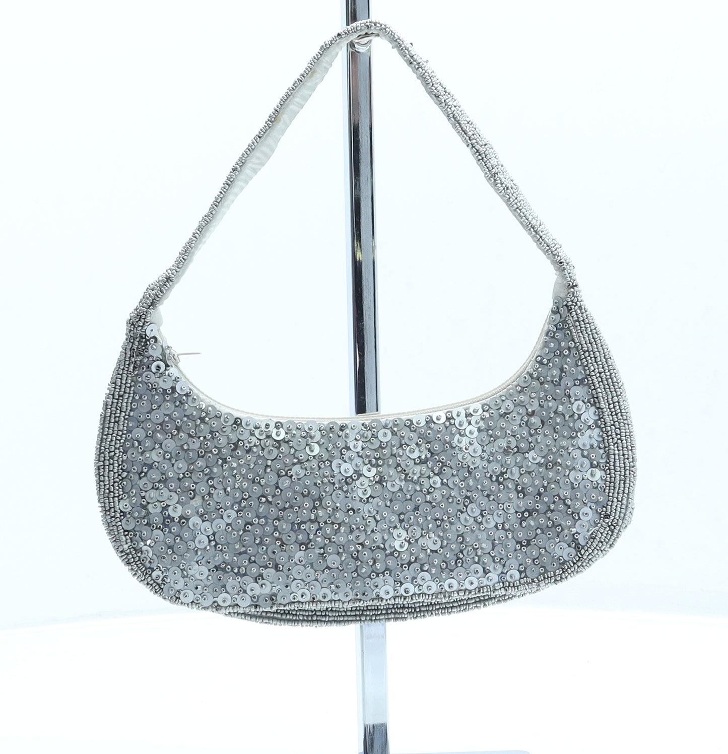 L.K. Bennett Womens Silver Polyester Shoulder Bag Size Mini