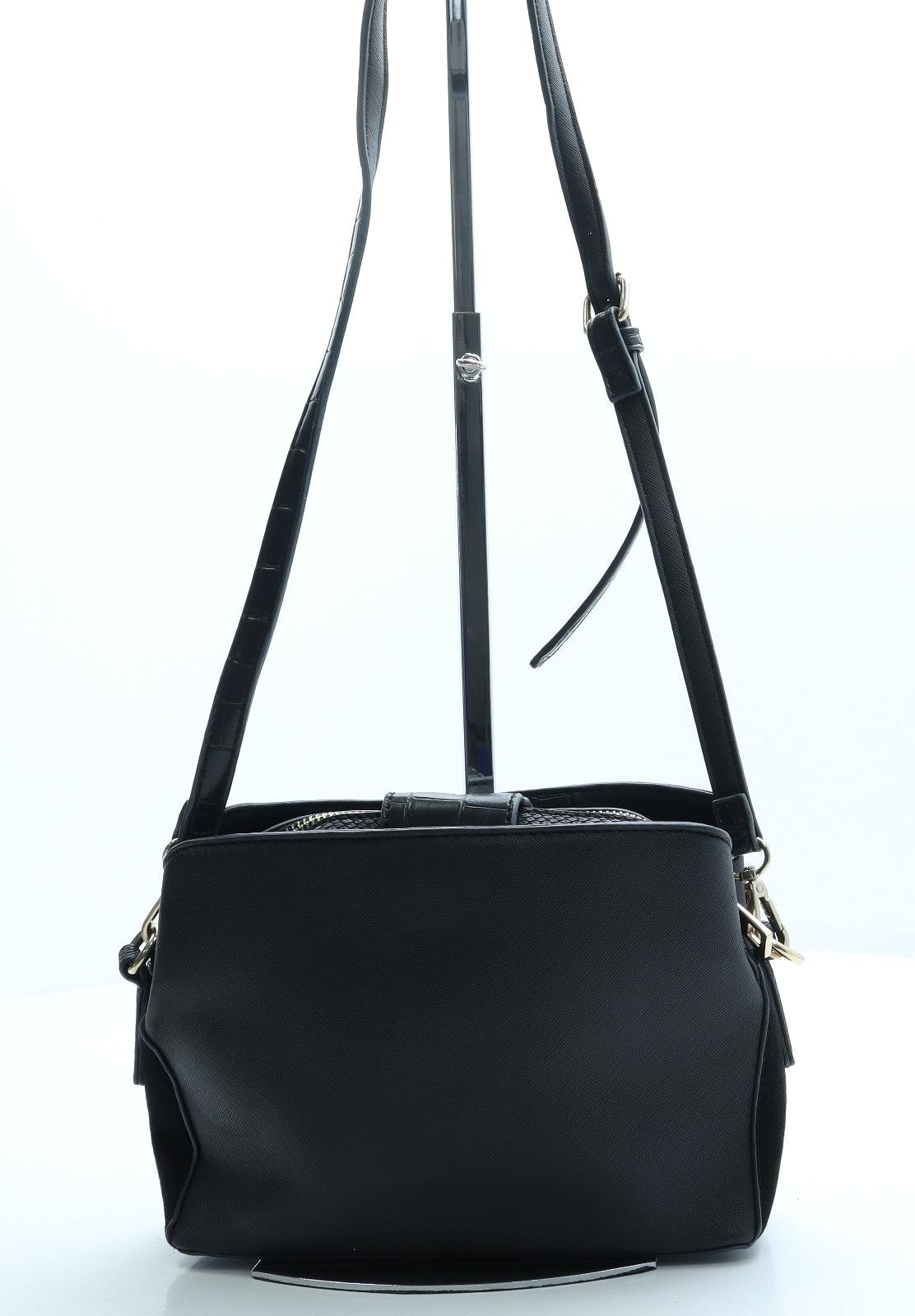 River Island Womens Black Leather Crossbody Size Small