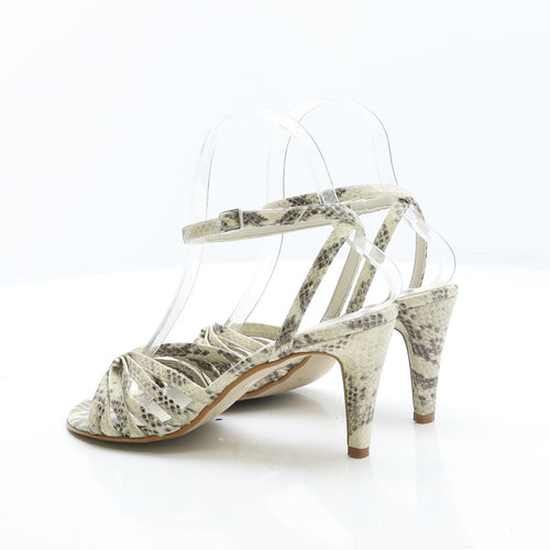 Roberto Vianni Womens Beige Animal Print Leather Strappy Heel UK 3 36 - Snake Print