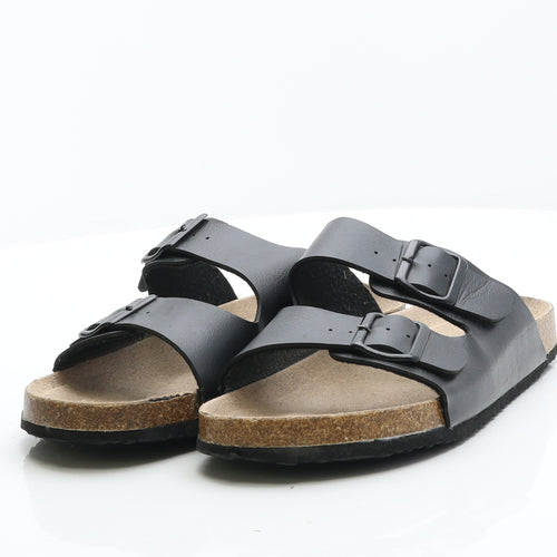 Primark Mens Black Leather Slider Sandal UK 8 42