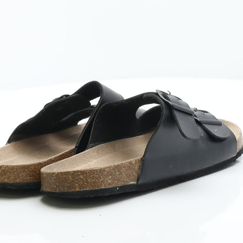 Primark Mens Black Leather Slider Sandal UK 8 42