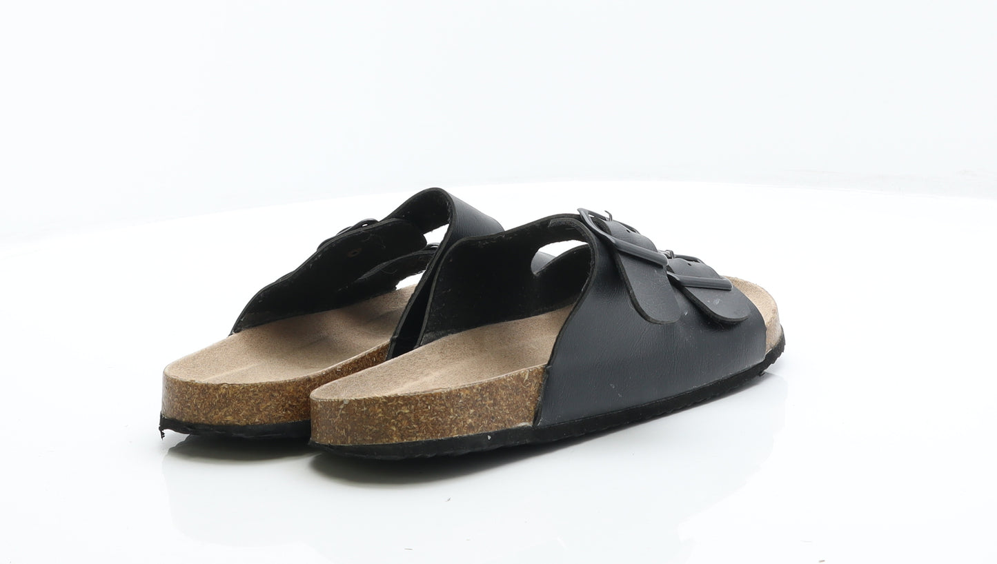 Primark Mens Black Leather Slider Sandal UK 8 42