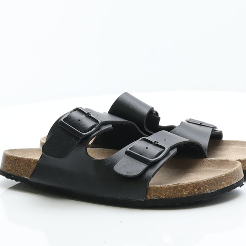 Primark Mens Black Leather Slider Sandal UK 8 42
