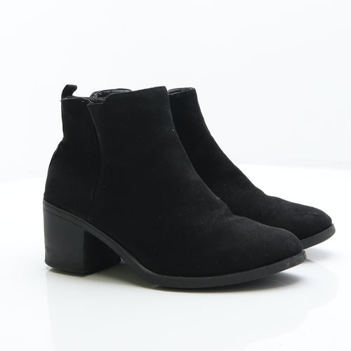Preworn Womens Black Suede Bootie Boot UK 8