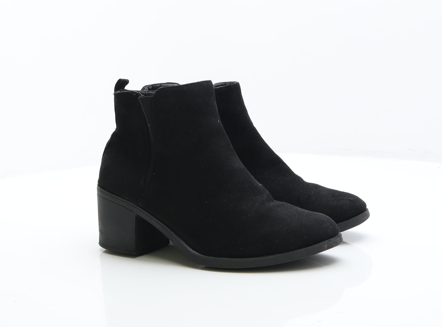 Preworn Womens Black Suede Bootie Boot UK 8