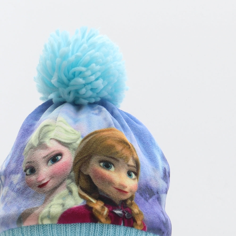 Disney Girls Multicoloured Polyester Bobble Hat One Size - Frozen