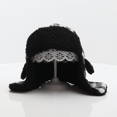 Primark Mens Black Check Polyester Trapper Hat Size M