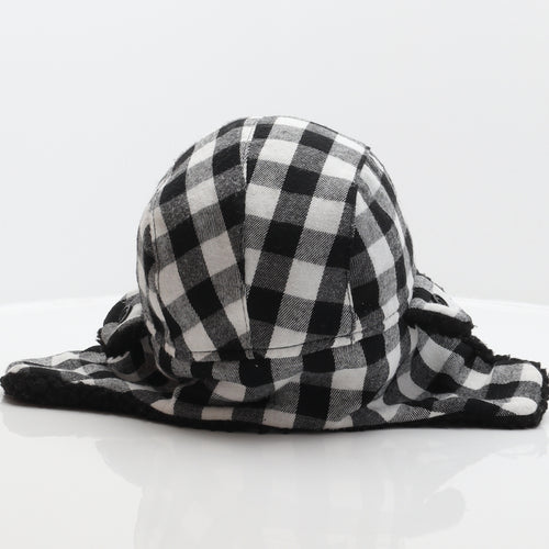 Primark Mens Black Check Polyester Trapper Hat Size M