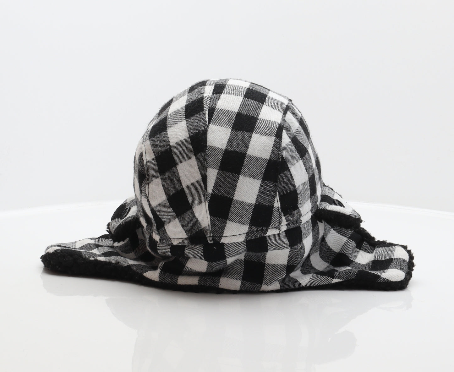 Primark Mens Black Check Polyester Trapper Hat Size M