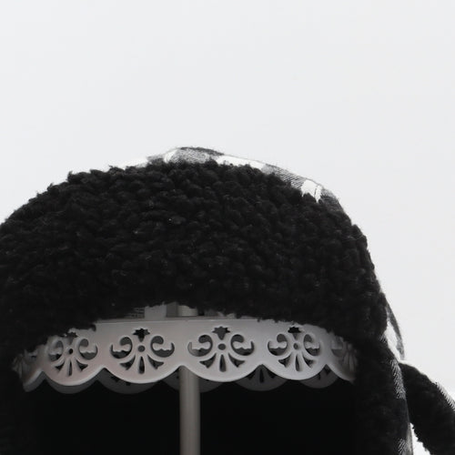 Primark Mens Black Check Polyester Trapper Hat Size M