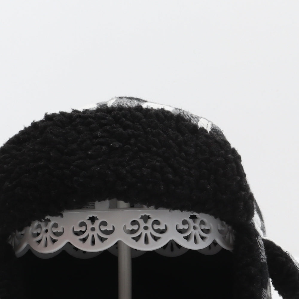 Primark Mens Black Check Polyester Trapper Hat Size M