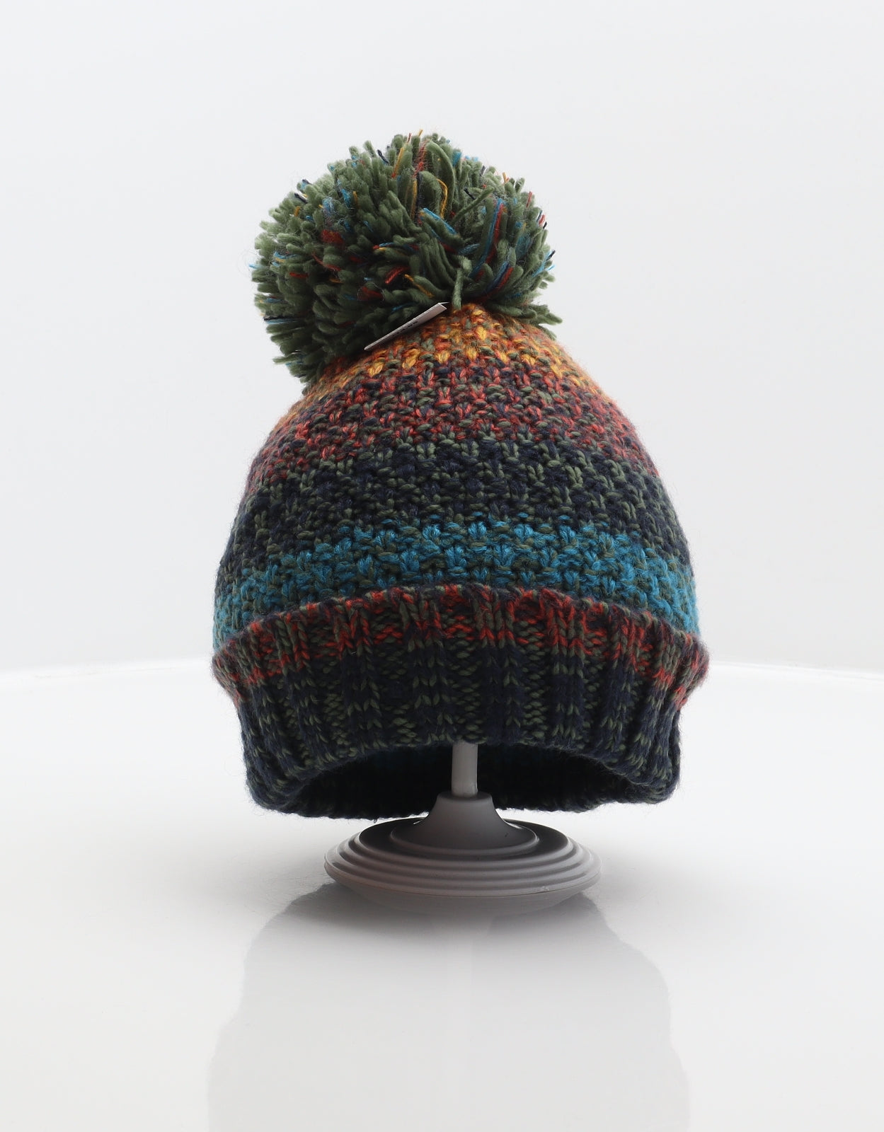 The Children's Place Boys Multicoloured Geometric Acrylic Bobble Hat Size S - Pom-Pom