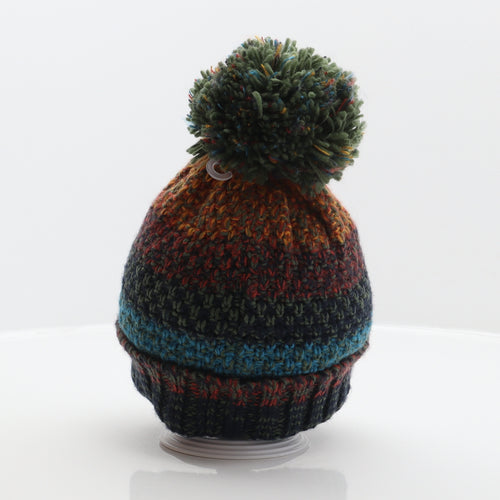 The Children's Place Boys Multicoloured Geometric Acrylic Bobble Hat Size S - Pom-Pom