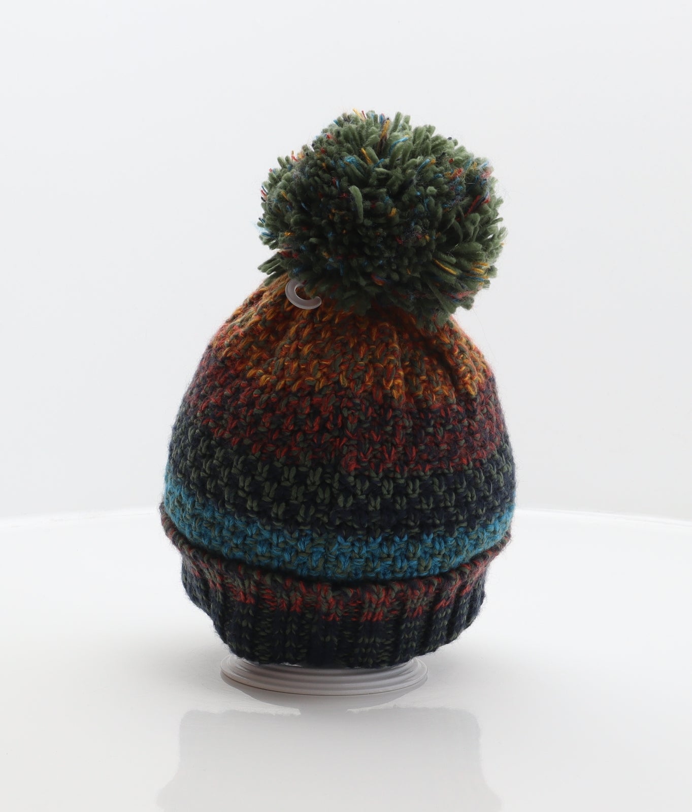 The Children's Place Boys Multicoloured Geometric Acrylic Bobble Hat Size S - Pom-Pom
