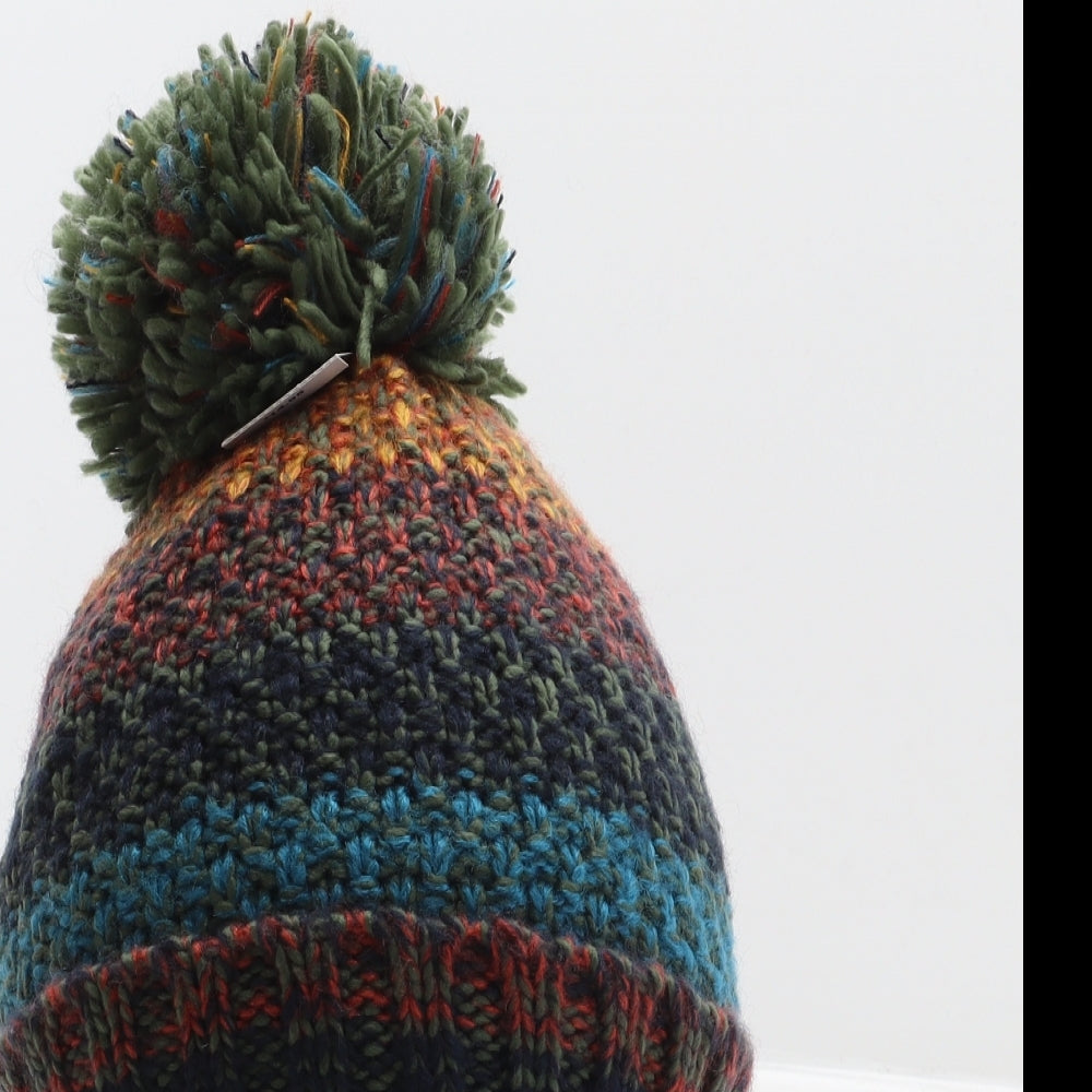 The Children's Place Boys Multicoloured Geometric Acrylic Bobble Hat Size S - Pom-Pom