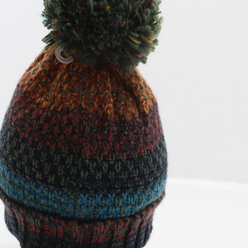 The Children's Place Boys Multicoloured Geometric Acrylic Bobble Hat Size S - Pom-Pom