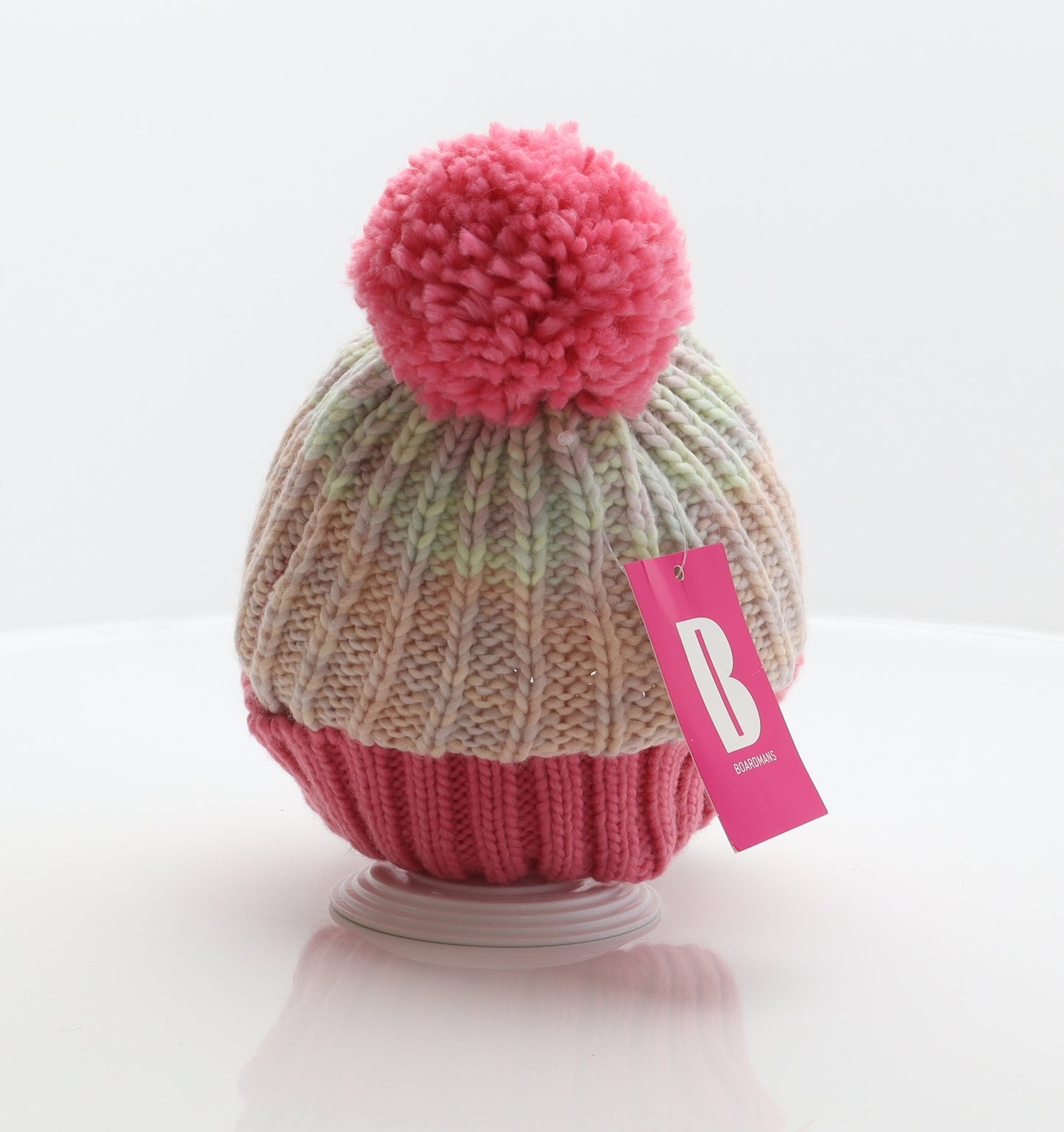 Boardmans Girls Multicoloured Colourblock Acrylic Bobble Hat One Size