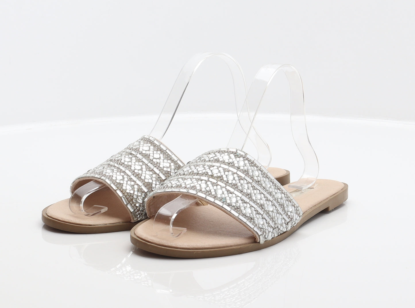 Primark Womens Silver Synthetic Slider Sandal UK 6 39