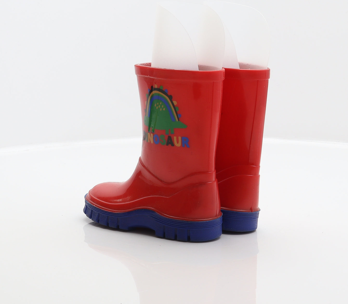 Preworn Boys Red Synthetic Wellies Boot UK 5 - Dinosaur