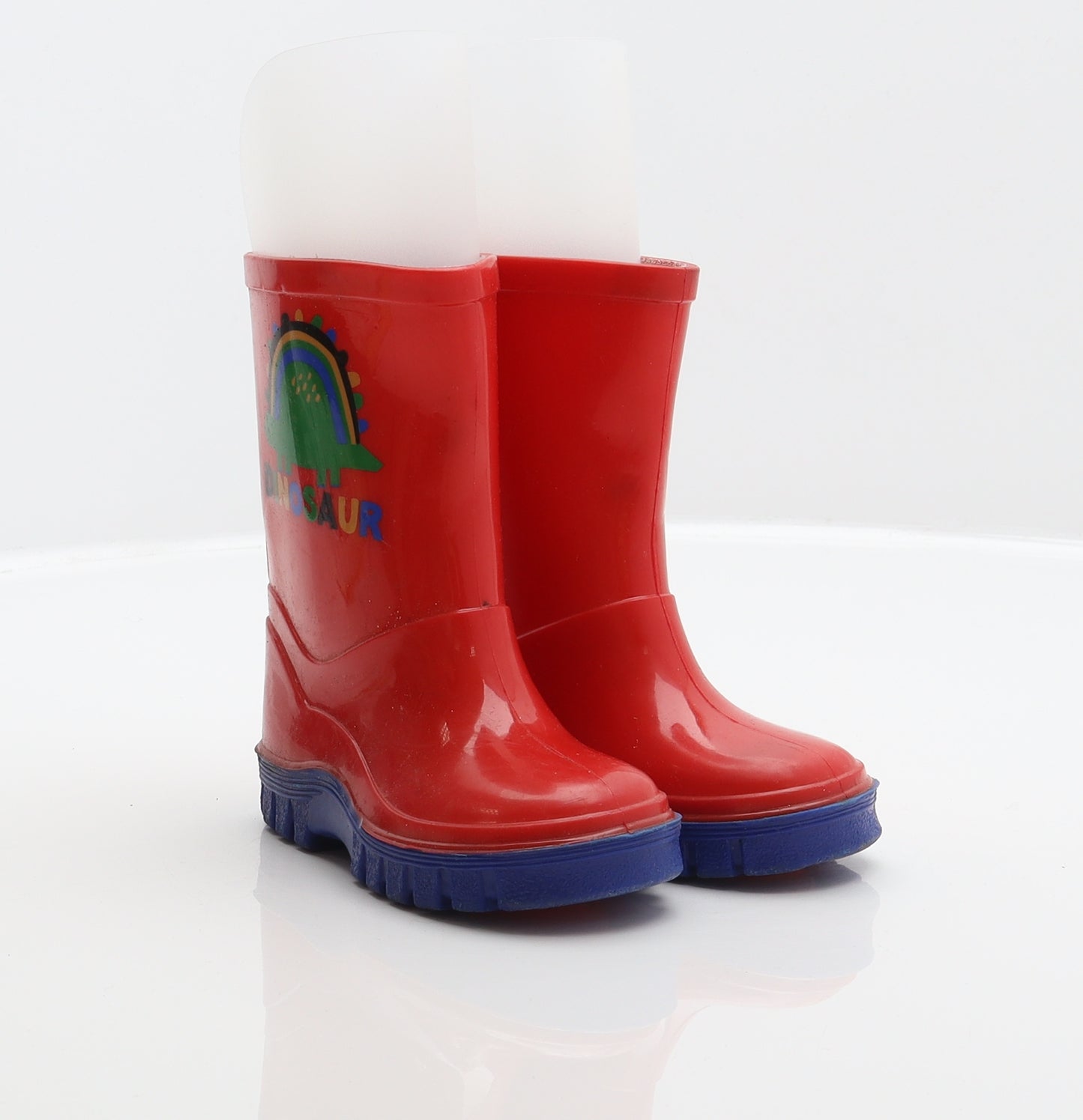 Preworn Boys Red Synthetic Wellies Boot UK 5 - Dinosaur