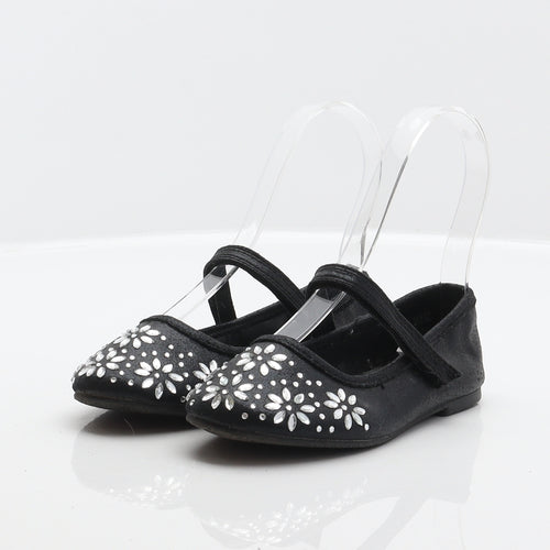 Walkright Girls Black Floral Polyester Mary Jane Flat UK 10