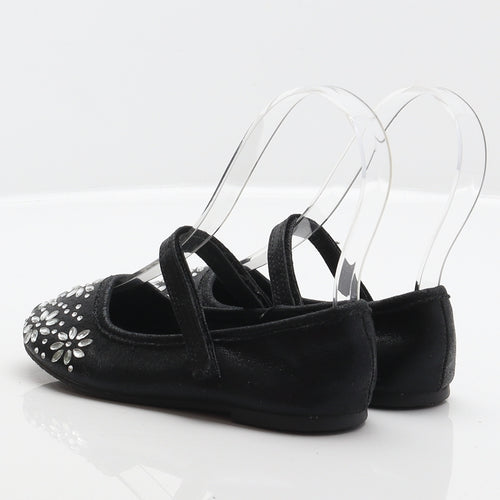 Walkright Girls Black Floral Polyester Mary Jane Flat UK 10