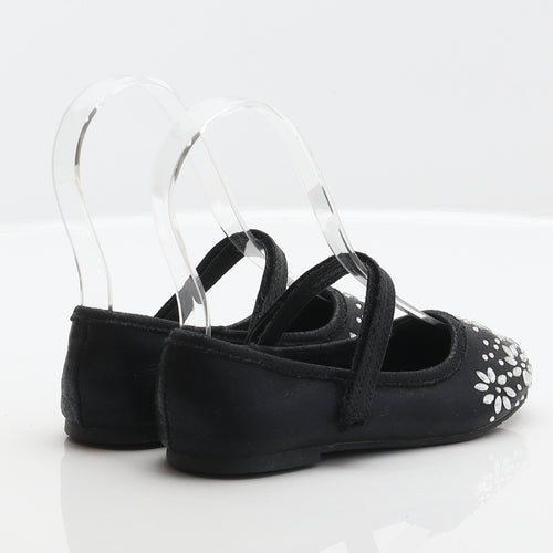 Walkright Girls Black Floral Polyester Mary Jane Flat UK 10